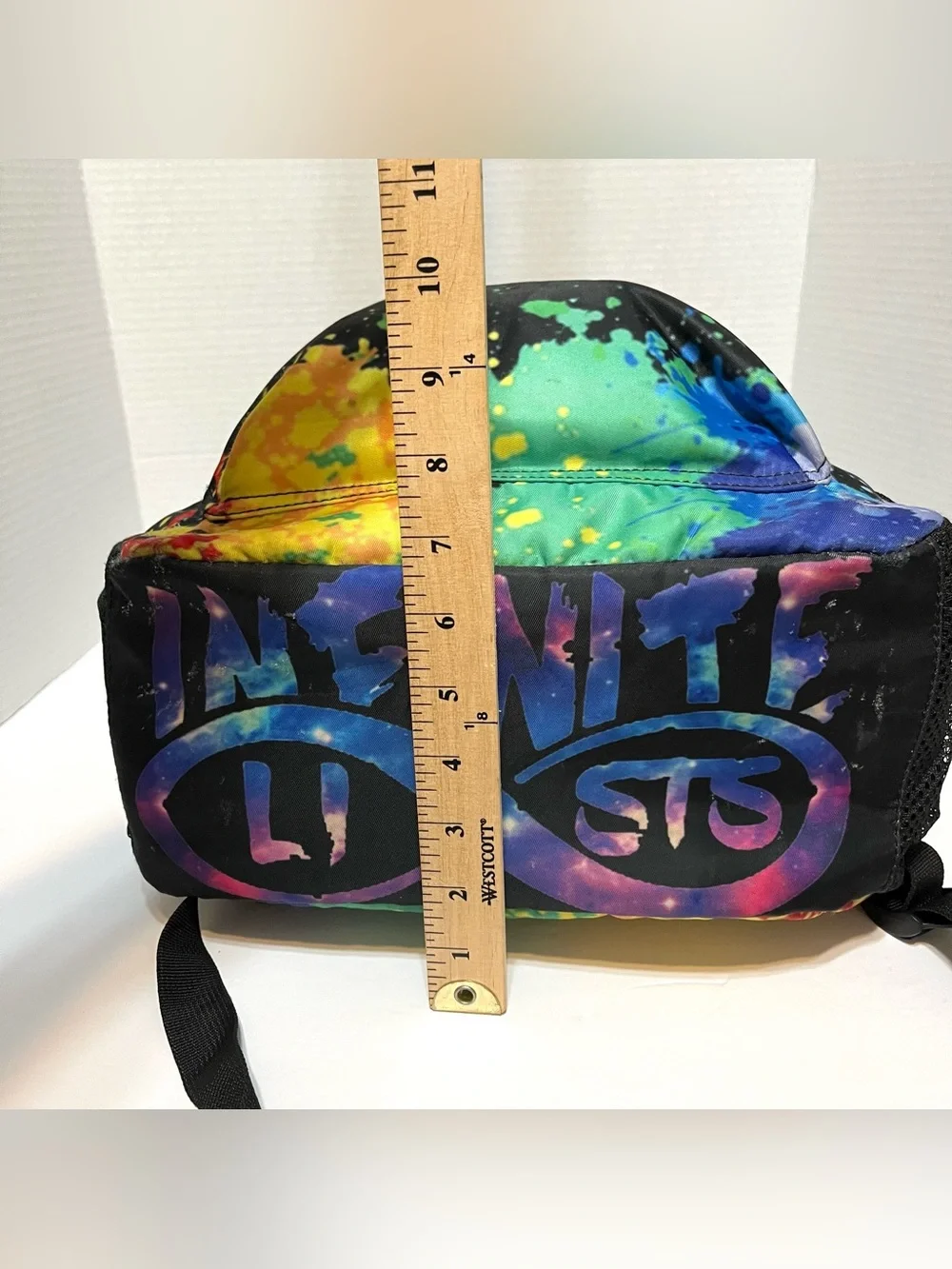 Infinite STS Graphic Black Backpack with Neon Paint-Splash